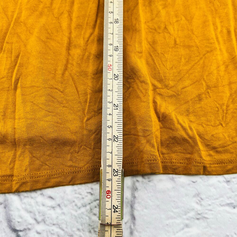 LOFT‎ Women's Short Sleeve Lace Shirt Blouse Small Yellow Mustard Round Neck - Picture 7 of 8